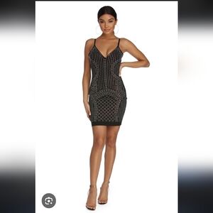 Windsor Black Studded Mini Dress Size SMALL
